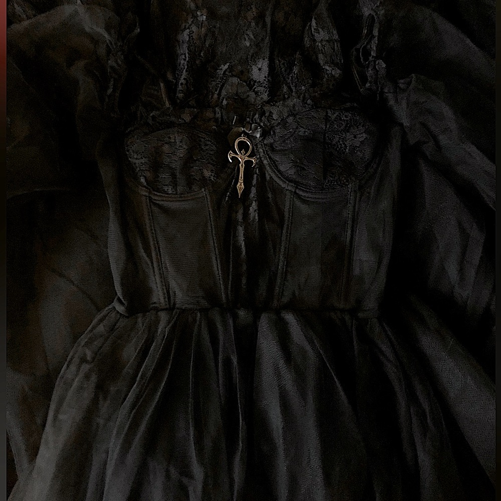 DK Widow Dance With Death Long Sleeve Lace Maxi Dress